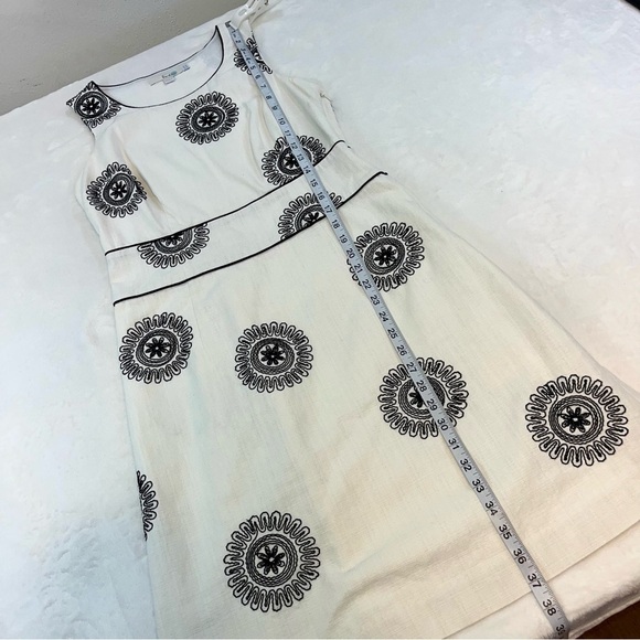 BODEN Black White Sheath Dress Sleeveless Sz US 6R Embroidered Designs Cotton - Picture 11 of 11